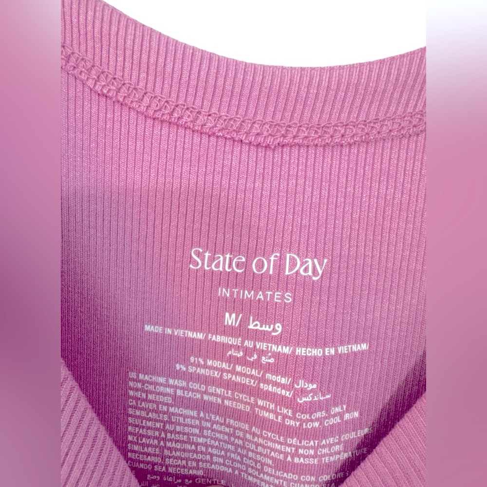 State of the day Pink Striped Sleeveless Intimates Ribbed Maxi Lounge - Picture 5 of 5